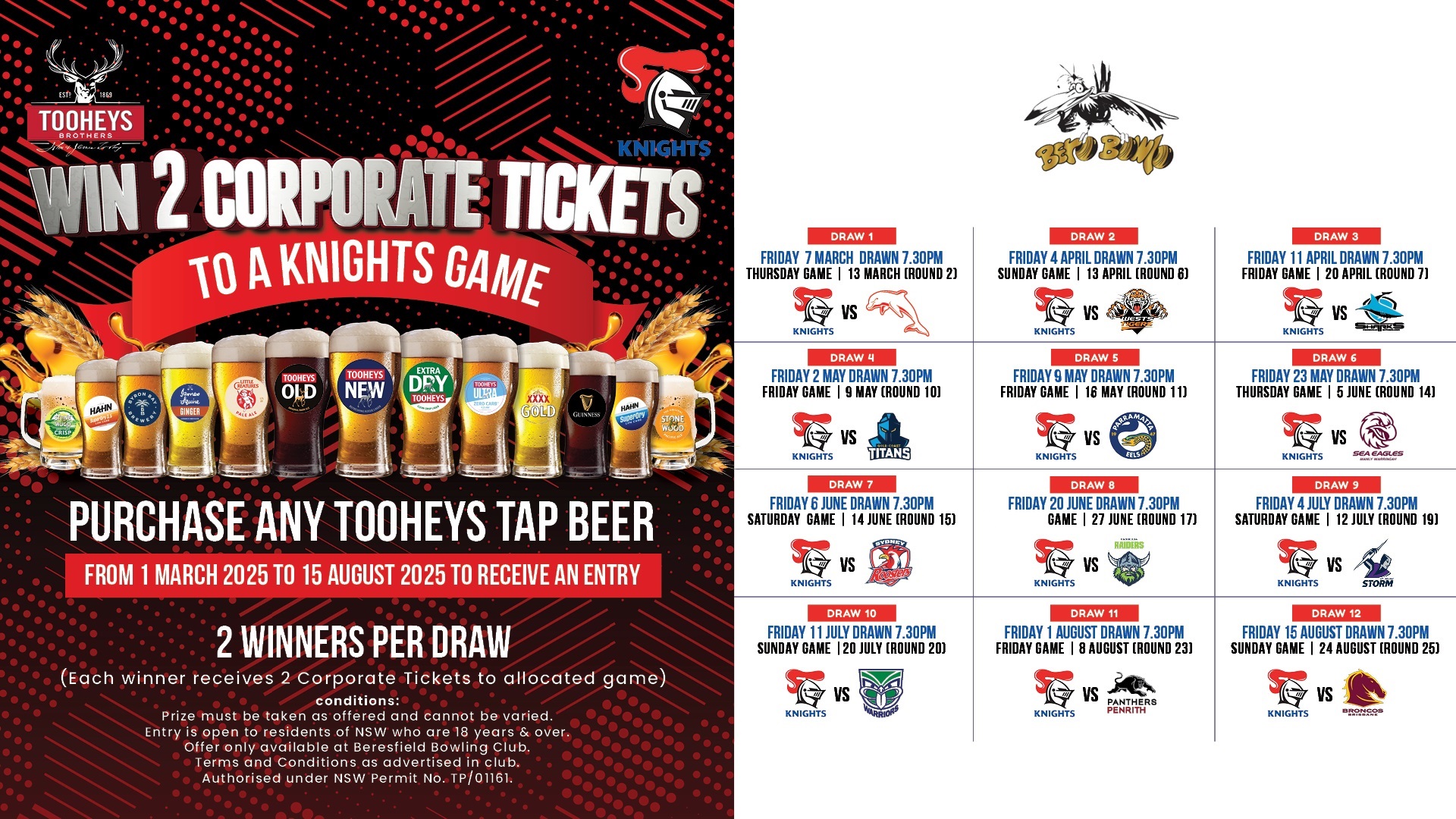 Win Knights Corporate Tickets 2025 - TVL - Beresfield Bowling Club Win Knights Corporate Tickets 2025 - TVL - Beresfield Bowling Club